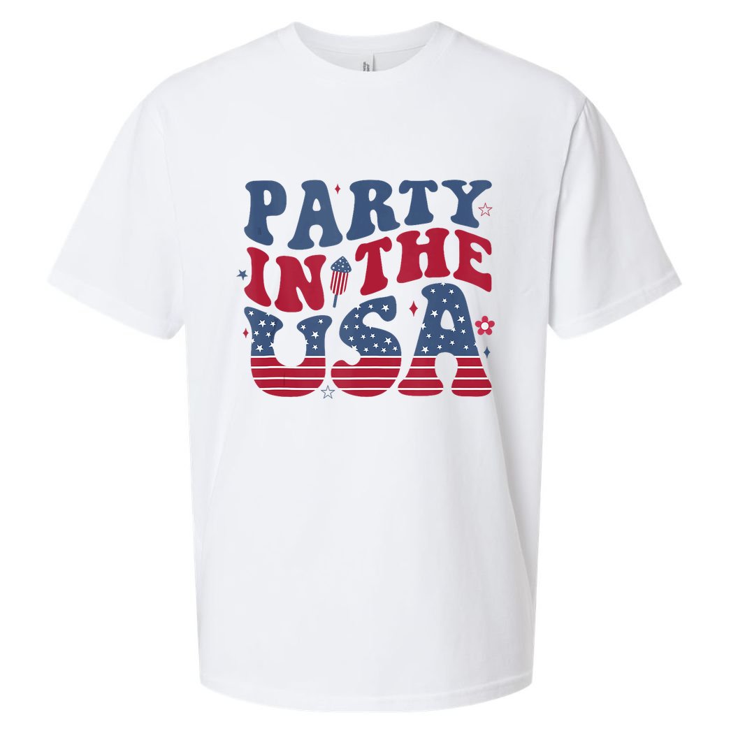 Party In Usa 4th Of July Flag American Sueded Cloud Jersey T-Shirt