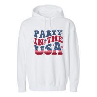 Party In Usa 4th Of July Flag American Garment-Dyed Fleece Hoodie