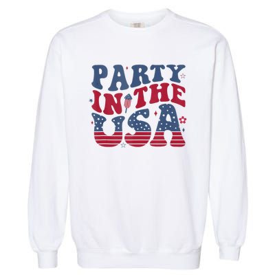 Party In Usa 4th Of July Flag American Garment-Dyed Sweatshirt