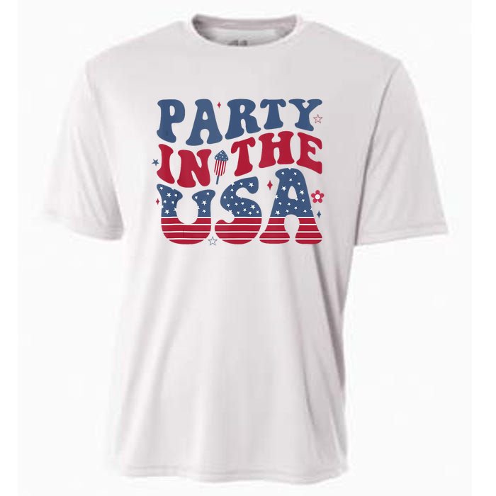 Party In Usa 4th Of July Flag American Cooling Performance Crew T-Shirt