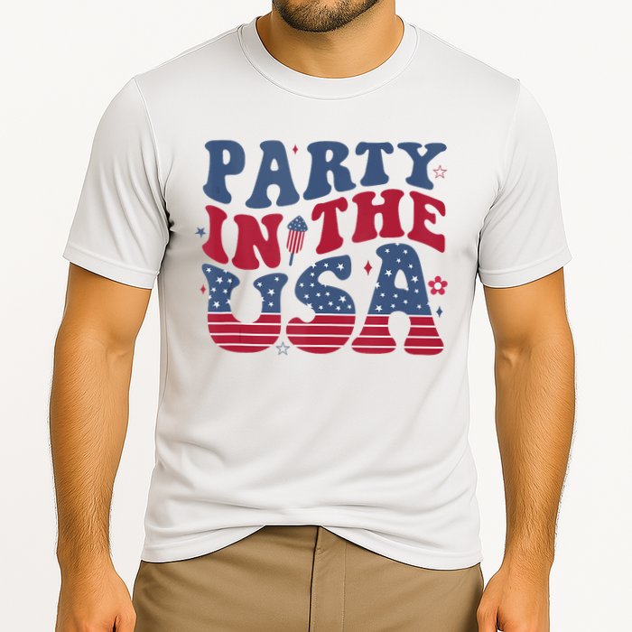 Party In Usa 4th Of July Flag American Cooling Performance Crew T-Shirt