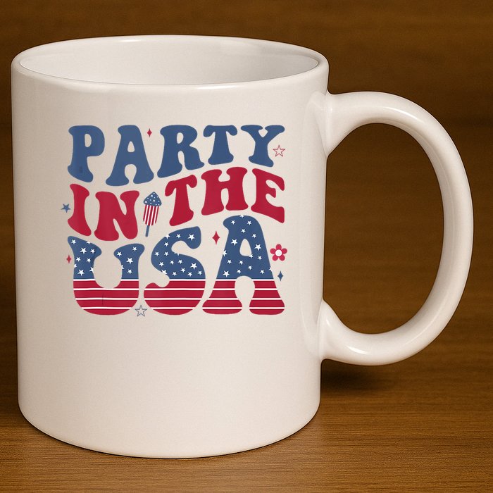 Party In Usa 4th Of July Flag American 11oz C Handle Ceramic Mug