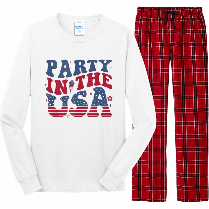 Party In Usa 4th Of July Flag American Long Sleeve Pajama Set