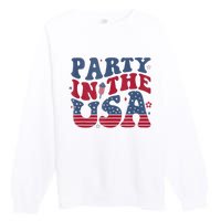 Party In Usa 4th Of July Flag American Premium Crewneck Sweatshirt