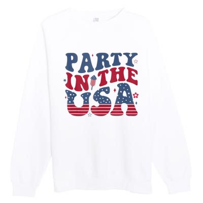 Party In Usa 4th Of July Flag American Premium Crewneck Sweatshirt