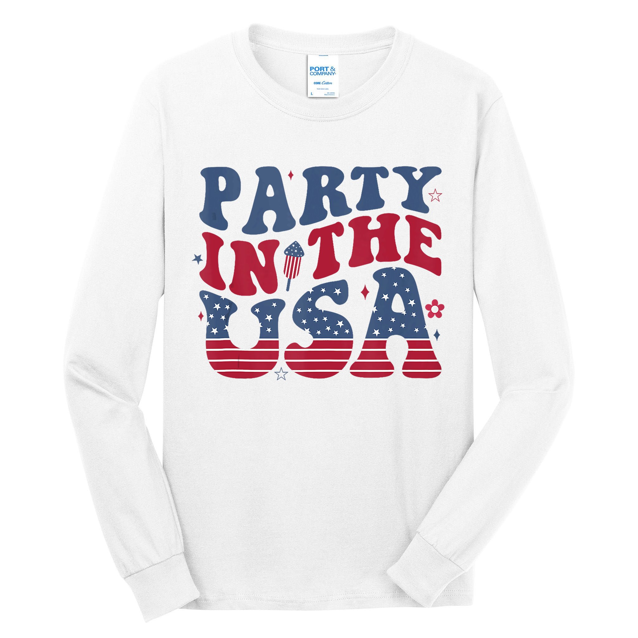 Party In Usa 4th Of July Flag American Tall Long Sleeve T-Shirt