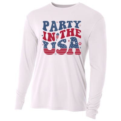 Party In Usa 4th Of July Flag American Cooling Performance Long Sleeve Crew