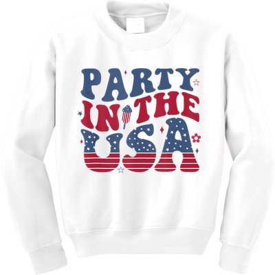 Party In Usa 4th Of July Flag American Kids Sweatshirt