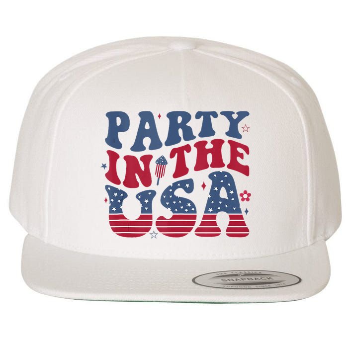 Party In Usa 4th Of July Flag American Wool Snapback Cap