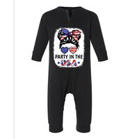 Party In Usa 4th Of July Flag American Infant Fleece One Piece