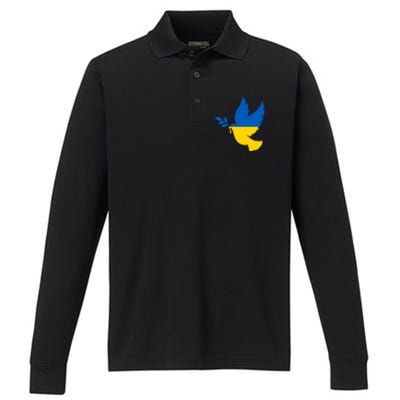 Peace In Ukraine Dove Performance Long Sleeve Polo