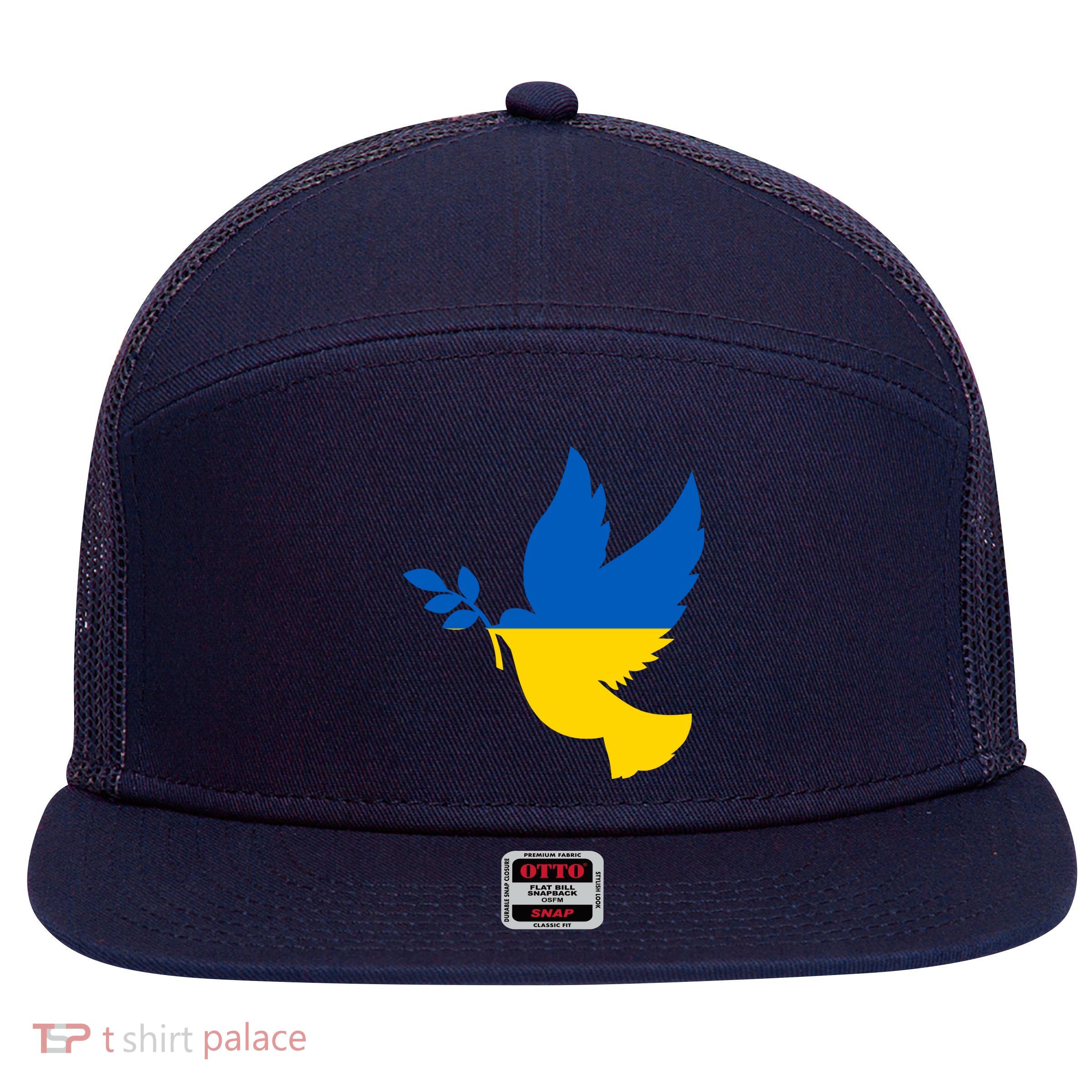 Peace In Ukraine Dove 7 Panel Mesh Trucker Snapback Hat
