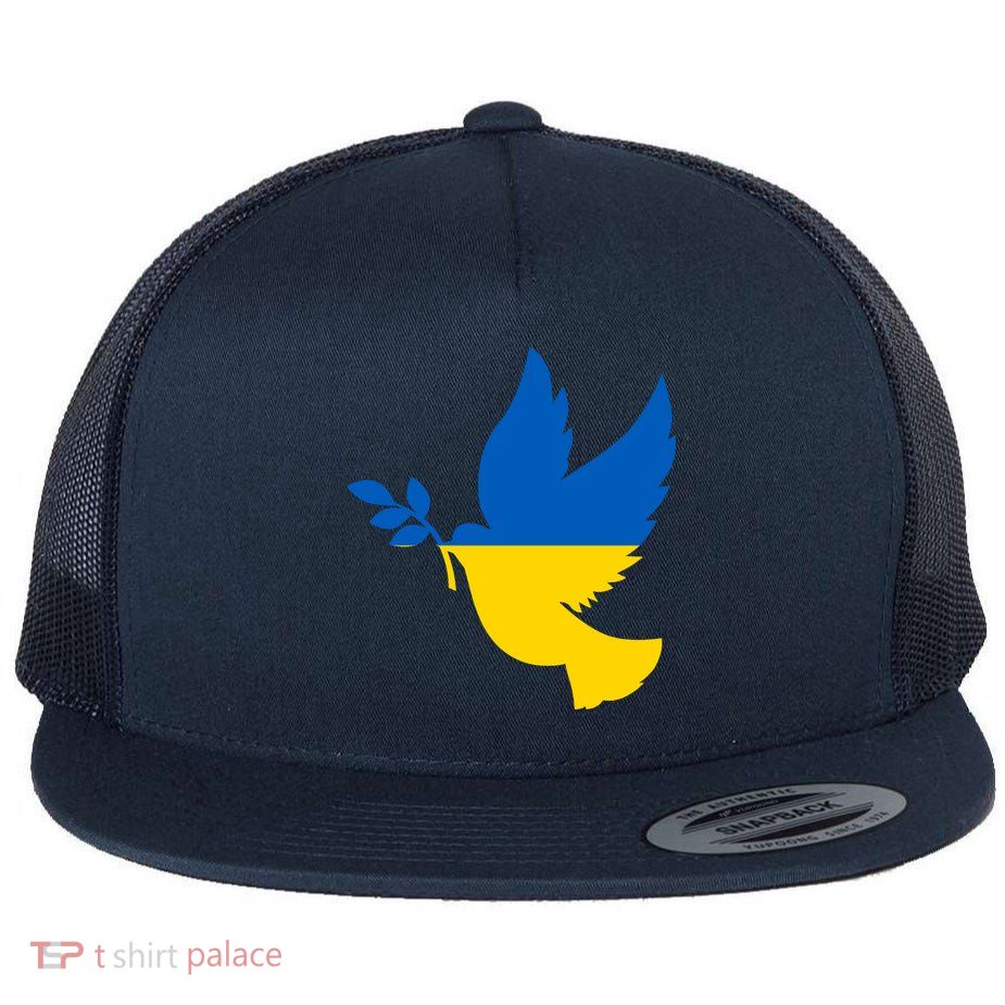 Peace In Ukraine Dove Flat Bill Trucker Hat