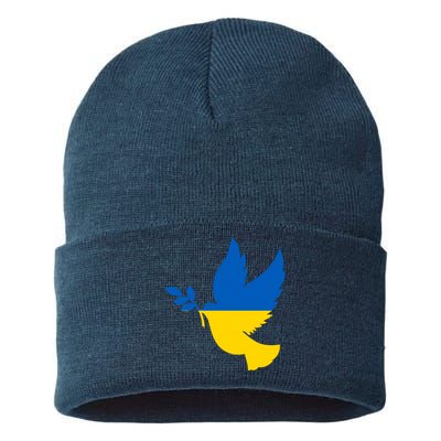 Peace In Ukraine Dove Sustainable Knit Beanie