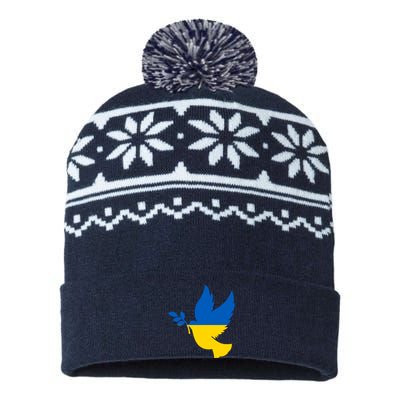 Peace In Ukraine Dove USA-Made Snowflake Beanie