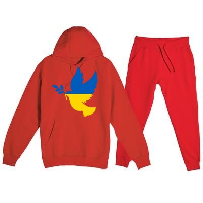 Peace In Ukraine Dove Premium Hooded Sweatsuit Set