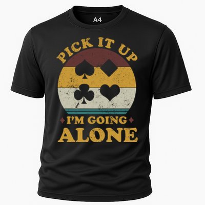 Pick It Up I'm Going Alone Funny Euchre Card Game Cooling Performance Crew T-Shirt