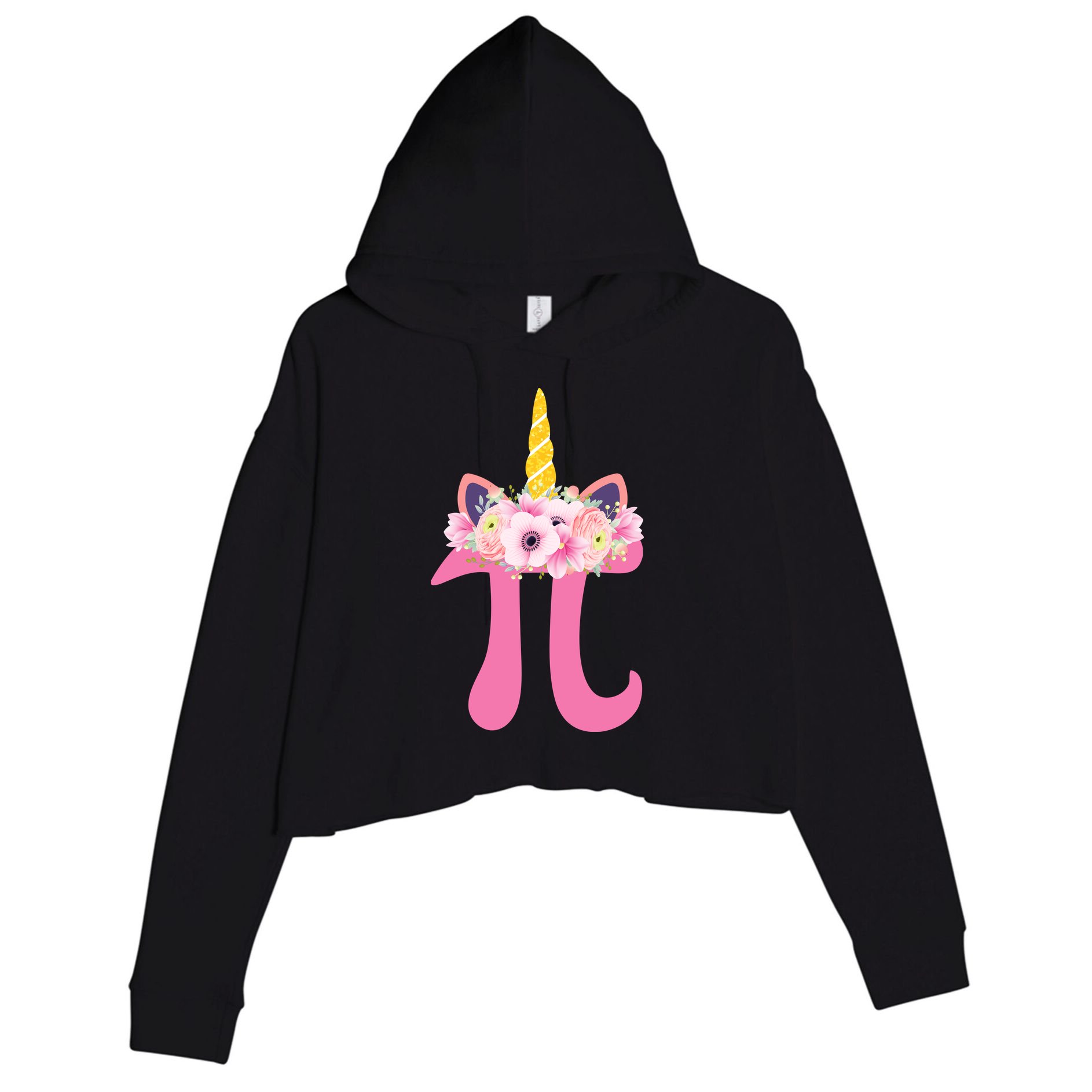 Unicorn Pi Day Crop Fleece Hoodie