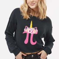 Unicorn Pi Day Cropped Pullover Crew