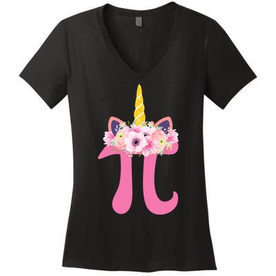 Unicorn Pi Day Women's V-Neck T-Shirt
