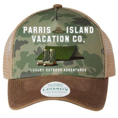 Parris Island Vacation Co Luxury Outdoor Adventures Funny Legacy Tie Dye Trucker Hat