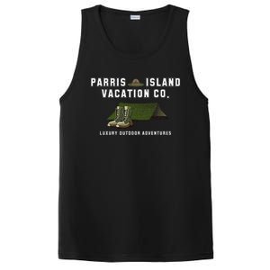 Parris Island Vacation Co Luxury Outdoor Adventures Funny PosiCharge Competitor Tank