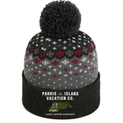 Parris Island Vacation Co Luxury Outdoor Adventures Funny The Baniff Cuffed Pom Beanie