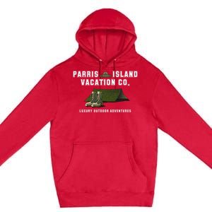 Parris Island Vacation Co Luxury Outdoor Adventures Funny Premium Pullover Hoodie