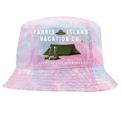 Parris Island Vacation Co Luxury Outdoor Adventures Funny Tie-Dyed Bucket Hat