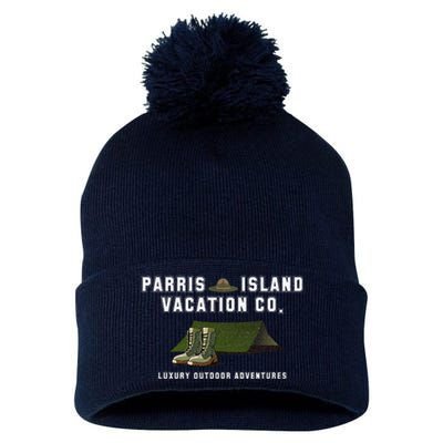 Parris Island Vacation Co Luxury Outdoor Adventures Funny Pom Pom 12in Knit Beanie