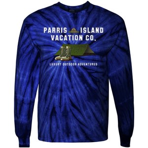 Parris Island Vacation Co Luxury Outdoor Adventures Funny Tie-Dye Long Sleeve Shirt