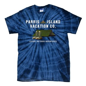 Parris Island Vacation Co Luxury Outdoor Adventures Funny Tie-Dye T-Shirt