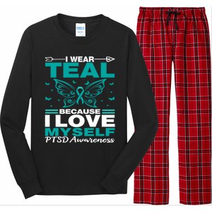 Ptsd I Wear Teal For Myself Ptsd Awareness Family Support Gift Long Sleeve Pajama Set