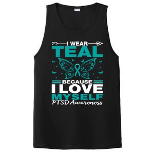 Ptsd I Wear Teal For Myself Ptsd Awareness Family Support Gift PosiCharge Competitor Tank