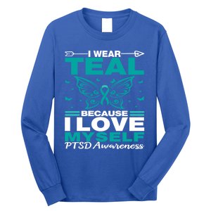 Ptsd I Wear Teal For Myself Ptsd Awareness Family Support Gift Long Sleeve Shirt