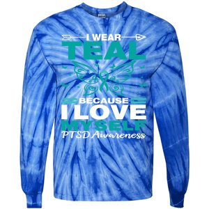 Ptsd I Wear Teal For Myself Ptsd Awareness Family Support Gift Tie-Dye Long Sleeve Shirt