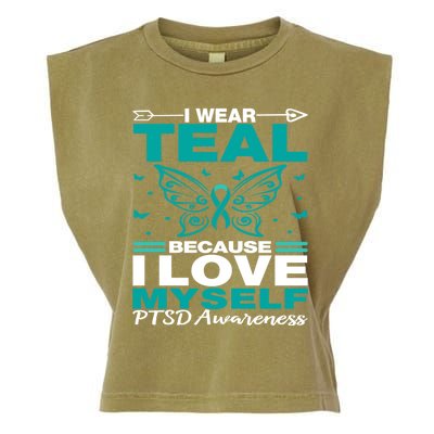 Ptsd I Wear Teal For Myself Ptsd Awareness Family Support Gift Garment-Dyed Women's Muscle Tee