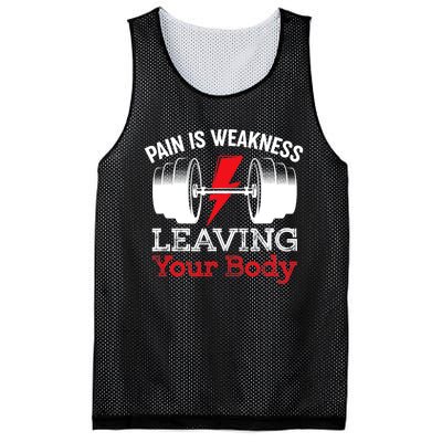 Pain Is Weakness Leaving Your Body Funny Workout Gym Fitness Mesh Reversible Basketball Jersey Tank