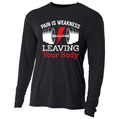 Pain Is Weakness Leaving Your Body Funny Workout Gym Fitness Cooling Performance Long Sleeve Crew