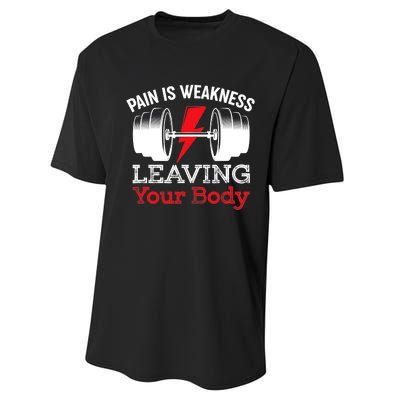 Pain Is Weakness Leaving Your Body Funny Workout Gym Fitness Performance Sprint T-Shirt