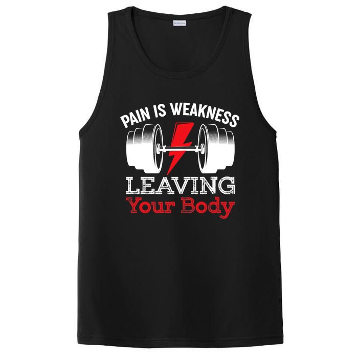 Pain Is Weakness Leaving Your Body Funny Workout Gym Fitness PosiCharge Competitor Tank