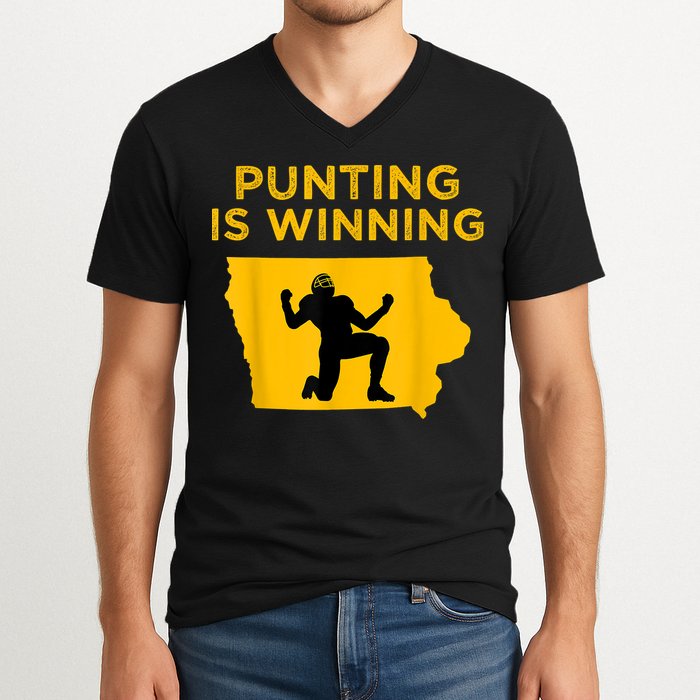 Punting Is Winning Iowa I Cheer For The Punter V-Neck T-Shirt