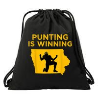 Punting Is Winning Iowa I Cheer For The Punter Drawstring Bag