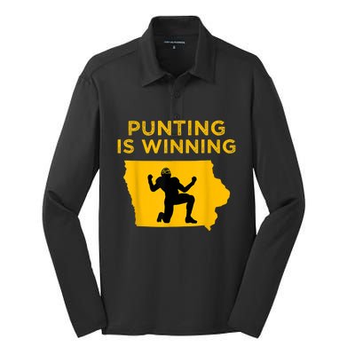 Punting Is Winning Iowa I Cheer For The Punter Silk Touch Performance Long Sleeve Polo