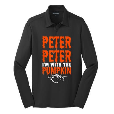 Peter I'm With The Pumpkin Halloween Costume Couple Silk Touch Performance Long Sleeve Polo