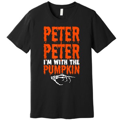 Peter I'm With The Pumpkin Halloween Costume Couple Premium T-Shirt