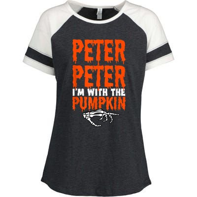 Peter I'm With The Pumpkin Halloween Costume Couple Enza Ladies Jersey Colorblock Tee