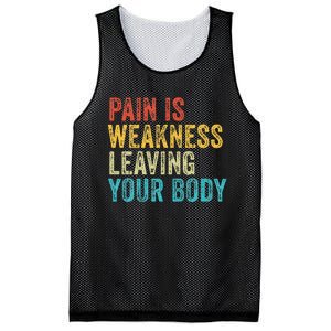 Pain Is Weakness Leaving Your Body Funny Workout Gym Fitness Mesh Reversible Basketball Jersey Tank