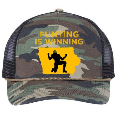 Punting Is Winning Iowa I Cheer For The Punter Retro Rope Trucker Hat Cap