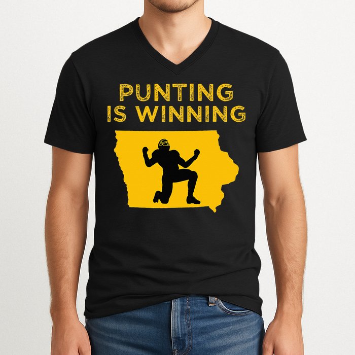 Punting Is Winning Iowa I Cheer For The Punter V-Neck T-Shirt